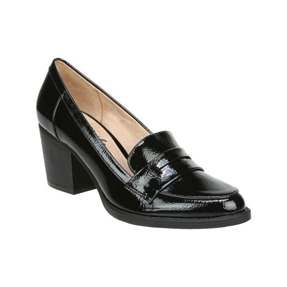 LIFE STRIDE VELOCITY Womens Black Hudson Block Heel Slip On Heeled Loafers 8.5 M